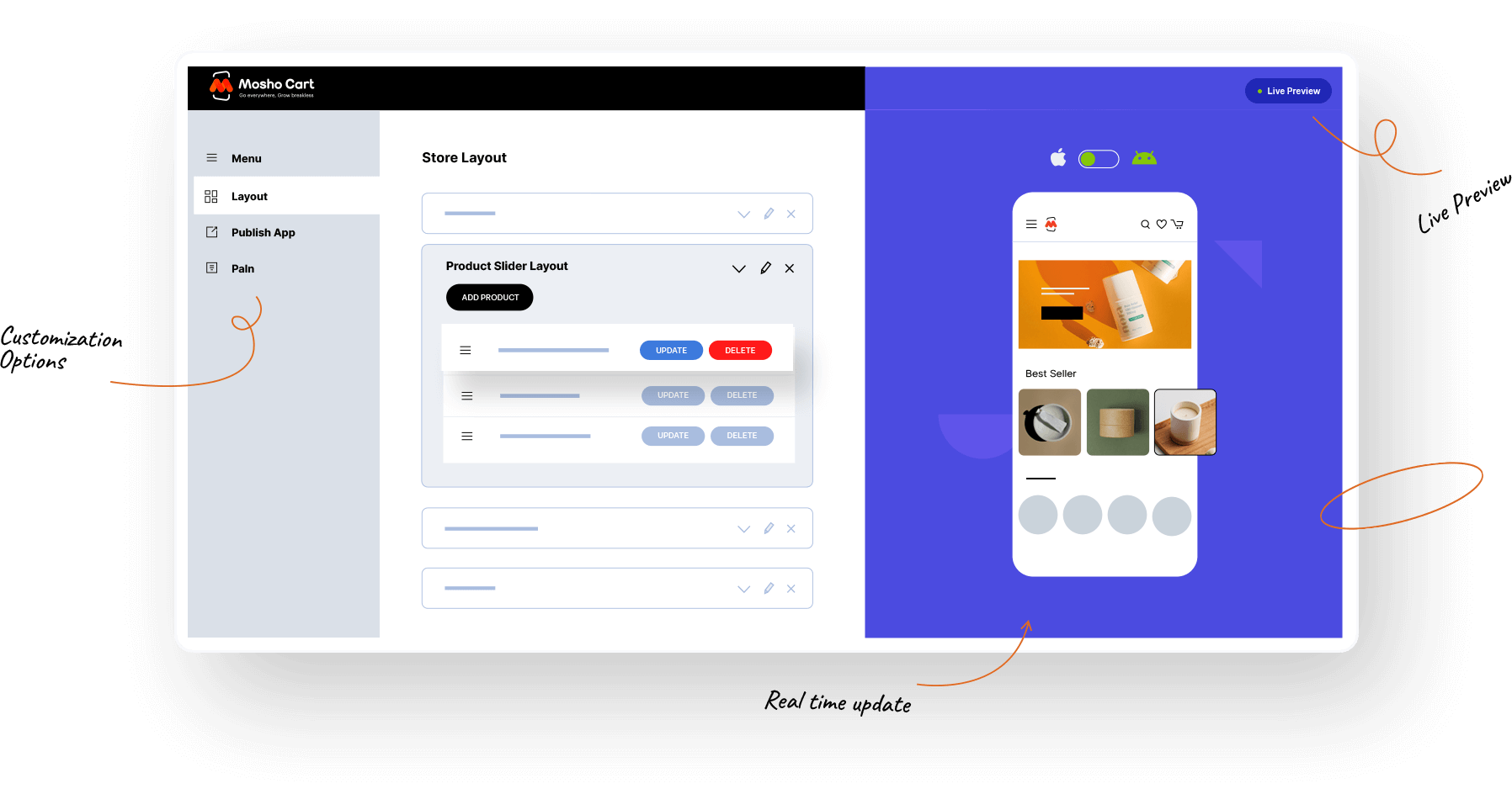 Create your App in just a few Clicks <br><span>No Code Required.</span>
